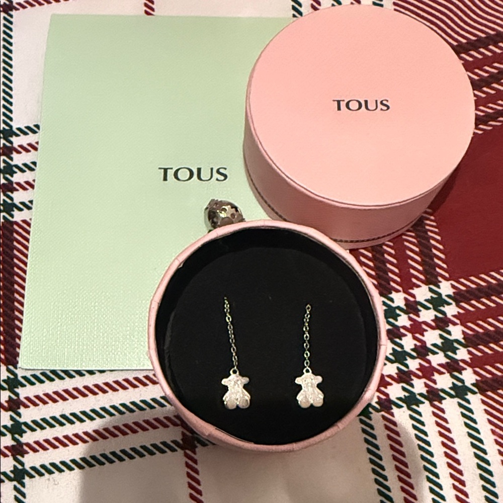Tous Silver Bear Drop Earrings